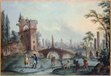 カルモンテル-1778-モンソー庭園の眺め-アート-プリント-ファインアート-複製-ウォールアート