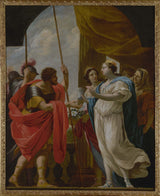 simon-atelier-de-vouet-1650-helen-menelaus-ponudba-napitka-kraljice-polidamne-umetniški-tisk-lepe-umetniške-reprodukcije-stenske-umetnosti