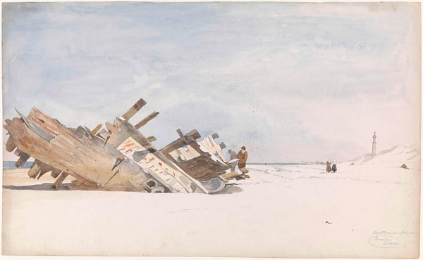 willem-anthonie-van-deventer-1834-wood-wreck-on-the-beach-of-renesse-schouwen-duivenland-art-print-fine-art-reproduction-wall-art-id-akhtupklo