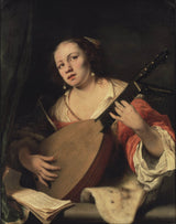 費迪南德-波爾-1654-一位彈奏琵琶的女士藝術印刷精美藝術複製品牆藝術 id-akj4n9oe5