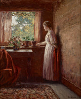 Теодор-Клемент-Стил-1910-Дівчина-біля-Вікна-Мистецтво-друк