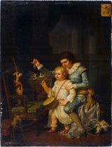 nicolas-andre-monsiaux-ou-monsiau-1783-kinders-speel-met-'n-hond-kuns-druk-fyn-kuns-reproduksie-muurkuns
