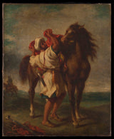 Георге-Децоте-1900-Арапско-седлање-његовог-коња-уметност-принт-ликовна-репродукција-зидна-уметност