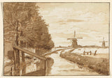 jean-bernard-1775-landschap-met-een-kanaal-en-twee-molens-art-print-fine-art-reproductie-muurkunst-id-aknknz8fm