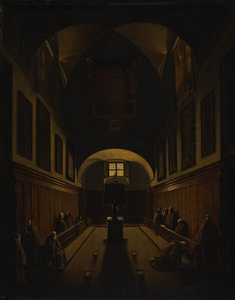 giovanni-lazzarini-1816-the-choir-of-the-capuchin-monastry-near-the-piazza-barberini-art-print-fine-art-reproduction-wall-art-id-akoy8zq69