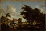 meindert-hobbema-1664-väderkvarnarna-konst-tryck-fin-konst-reproduktion-väggkonst