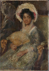 simon-maris-1895-mlada-ženska-z-oboževalcem-umetnostjo-tiskom-fine-umetnostjo-reprodukcija-stenska-umetnost-id-akrecxj91