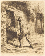 让·弗朗索瓦·小米1855年，一个人用独轮车的艺术印刷精美的艺术复制品墙艺术id-akrzif6cw