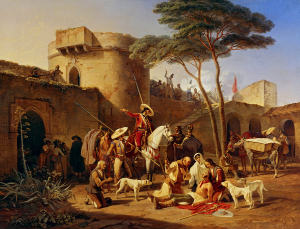 carl-wilhelm-freiherr-von-heideck-1840-spanish-guerrillas-in-a-fort-art-print-fine-art-reproduction-wall-art-id-aksoogune