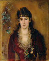 安东·罗马科1889年，夫人穿着红色的连衣裙，艺术印刷精美的艺术复制品，墙上的艺术id-akwn5atgn