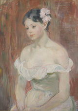 berthe-morisot-1893，女孩在脖子上的花头发艺术打印精美的艺术复制品墙上艺术