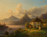 edmund-mahlknecht-1849-maastik-koos-mägi-järv-art-print-kujutava kunsti reprodutseerimise-seina-art-id-akyao6dgb