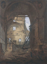 休伯特羅伯特 1800 年索邦大學教堂與中殿天花板倒塌的藝術印刷品美術複製品牆壁藝術