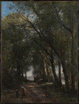 卡米尔·柯罗（Camille-Corot）1870，穿过树木的车道，艺术印花，精美的艺术复制品，墙壁，墙壁，艺术，id-akzd2sl9y