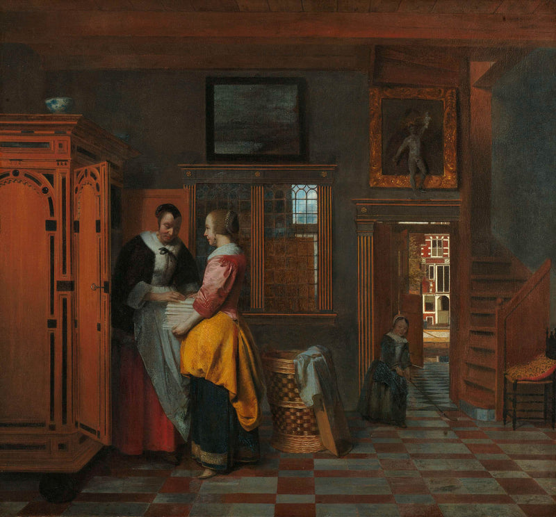 pieter-de-hooch-1663-interior-with-women-beside-a-linen-cupboard-art-print-fine-art-reproduction-wall-art-id-akzhbkqmy