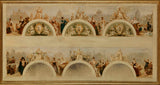 achille-louis-joseph-sirouy-1892-Pariisi linn pakub kõigile rahvastele oma kunstikoolide-muuseumide-teaduslike asutuste külalislahkust-eskiisi Pariisi-linna-halli-kunsti-print-kaunite kunstide-reproduktsioon-seina-kunsti fuajee-salong
