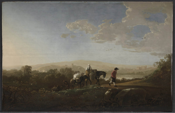 aelbert-cuyp-1650-travelers-in-hilly-countryside-art-print-fine-art-reproduction-wall-art-id-al2fg66o3