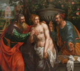 hendrik-de-clerck-1590-Susanna-og-de-eldste-art-print-fine-art-gjengivelse-vegg-art-id-al5578sik