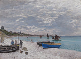 Claude Monet-1867-a-beach-at-Sainte-Adresse-art-print-fine-art-reprodukció fal-art-id-al968rid6