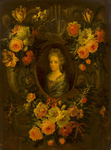jean-baptiste-morel-1690-portræt-af-en-dame-omkranset-af-en-krans-af-blomster-kunsttryk-fin-kunst-reproduktion-vægkunst-id-alhyvgwii