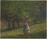 winslow-homer-1878-dekle-z-grabljami-seno
