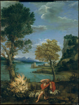 多梅尼基诺-1610-景观与摩西和燃烧的灌木丛艺术印刷美术复制品墙艺术 id-almg09ehn