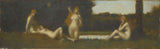 Jean-Jacques-henner-1877-若虫沐浴后艺术印刷美术复制品墙艺术