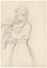 jozef-israels-1834-виолина свири-жена-уметност-печатење-фина уметност-репродукција-ѕид-арт-id-alod1nn8h