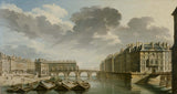 nicolas-jean-baptiste-raguenet-1757-le-quai-des-ormes-gjeldende-dock-rådhus-the-pont-marie-og-ile-saint-louis-art-print-fine-art- reproduksjon-vegg-kunst