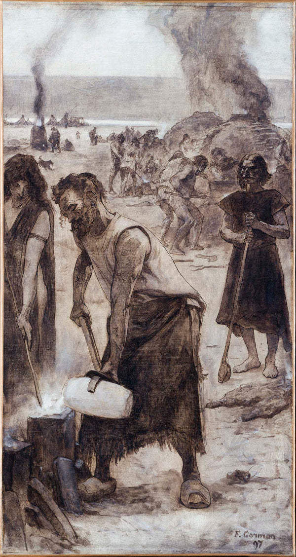 fernand-cormon-1897-bronze-and-iron-sketch-for-the-amphitheater-of-paleontology-at-the-museum-of-natural-history-in-paris-art-print-fine-art-reproduction-wall-art