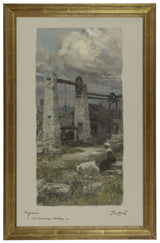 Пол-Стек-1907-Ескіз-для-міста-Баньо-старі-кар'єри-Баньо-мистецтво-друк-образотворче мистецтво-відтворення-настінне мистецтво