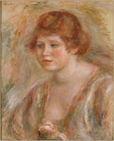 auguste-renoir-1918-ung-kvinne-med-rose-kunsttrykk-fin-kunst-reproduksjon-vegg-kunst