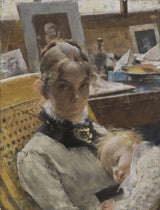carl-larsson-1885-a-studio-idille-mākslinieku-sieva un viņu meita-mākslas izdrukas-fine-art-reproduction-wall-art-id-am5pwt0n8