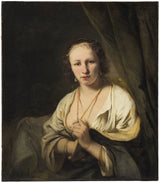 페르디난드-볼-1653-머리에 진주를 꽂은 여성-아트-프린트-미술-복제-벽-아트-id-am5y5be5c