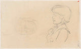 jozef-izraels-1834-dziewczyna-na boku i-szkic-kubka-grafika-druk-reprodukcja-dzieł sztuki-sztuka-ścienna-id-am99ugtzz