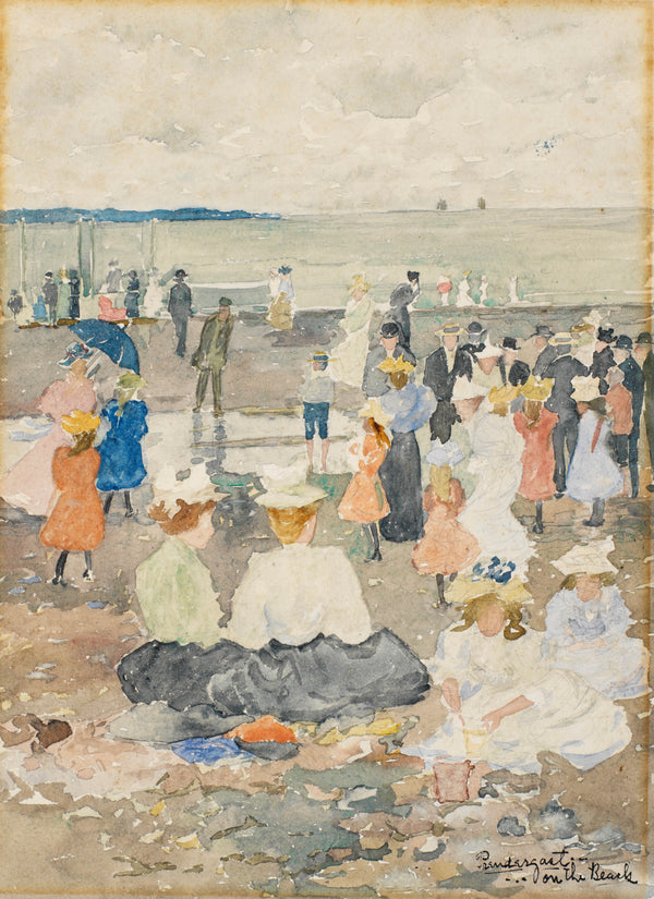 maurice-brazil-prendergast-on-the-beach-art-print-fine-art-reproduction-wall-art-id-amazmikio