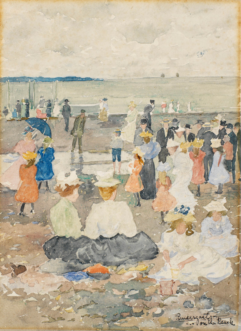 maurice-brazil-prendergast-on-the-beach-art-print-fine-art-reproduction-wall-art-id-amazmikio