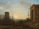 gellee-genaamd-le-lorrain-claude-1637-port-au-lever du soleil-art-print-fine-art-reproduction-wall-art-id-amb34nnvt