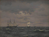 christoffer-wilhelm-eckersberg-1836-a-corvette-reefing-purjed värskendavas tuules ja mõned-kunst-print-kaunid-kunst-reproduktsioon-seina-art-id-amcdyc1yl