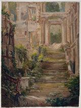 Едмонд-Алоуард-1875-Рушевине-замка-Светог-Облака-степеништа-уметност-принт-ликовна-репродукција-зидна-уметност