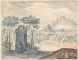 nezināms-1554-ainava-ar-torni-starp kokiem-art-print-tēlotājmāksla-reproducēšana-wall-art-id-ammv56rk7
