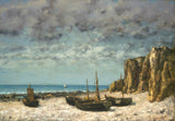 古斯塔夫庫爾貝-1875-海灘上的船-etretat-藝術印刷品美術複製品牆藝術 id-amo8rjz9e
