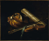 nicolas-henri-jeaurat-de-bertry-1756-stilleben-med-musikinstrument-konst-tryck-fin-konst-reproduktion-vägg-konst