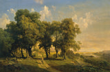 安东·汉斯1858年-下-菩提树林登晚上景观艺术印刷精美的艺术再现墙艺术id-amx77vhiv