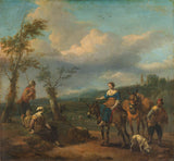 johannes-lingelbach-1650-italienskt-landskap-med-figurer-konsttryck-finkonst-reproduktion-väggkonst-id-amyt0zk07