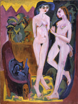 恩斯特·路德维希·基希纳1914年-两个裸体在一个房间里的艺术印刷精美的艺术复制品墙艺术IDan09busqb