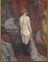 亨利·德·圖盧茲·勞特雷克-1897-鏡子藝術印刷品美術複製品牆藝術 id-an1dclka4 前的女人