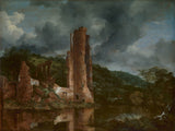 jacob-van-ruisdael-1655-пејзаж-со-урнатините-на-замокот-на-егмонд-уметност-печатење-фина-уметност-репродукција-ѕид-арт-id-an663btw8