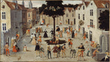에콜 프랑세즈-1560일-나무 주위 사람들-예술-인쇄-미술-복제-벽 예술