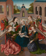 处女座女大师1495年，处女和一个有四个圣女处女的孩子打印艺术精美的艺术复制品墙艺术idan6sk6ndr